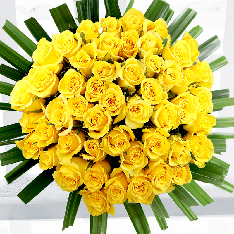 50 Yellow Roses | Roses Bouquet | Sunshine Roses | Luxury Flower Bouquet | Next Day Flower Delivery UK | Appleyard London