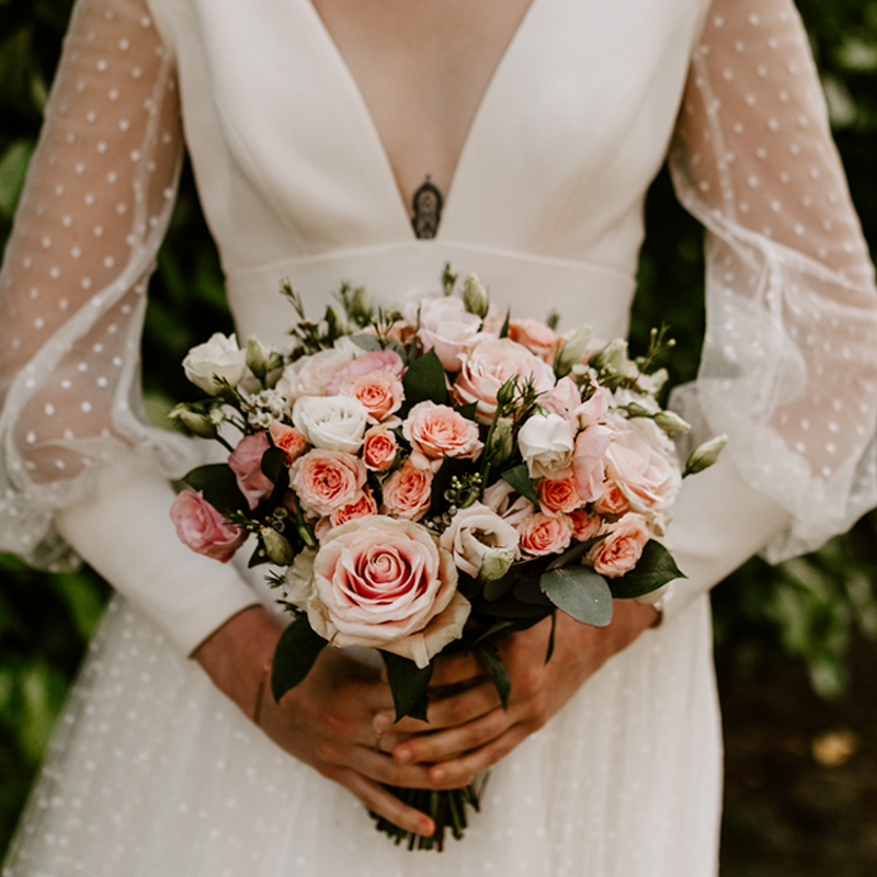 Affection Collection - Peach - Wedding Flower Bouquet - Peach