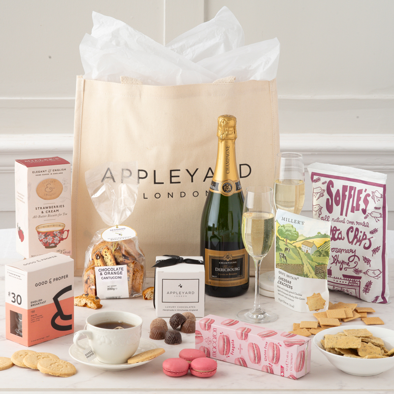 Afternoon Tea with Organic Dericbourg Champagne - Hamper - Next Day Hamper Gift Delivery UK - Appleyard London