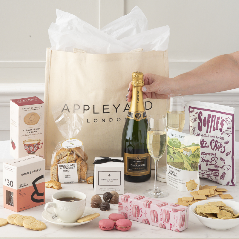 Afternoon Tea Hamper with Organic Dericbourg Champagne - Next Day Hamper Gift Delivery UK - Appleyard London