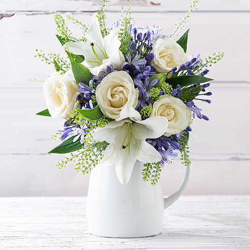 Flowers & Chocolate Truffles Gift Set - Bluebelle & 9 Appleyard Truffles - Agapanthus, Lilies - Next Day Flower & Gift Delivery UK - Appleyard London