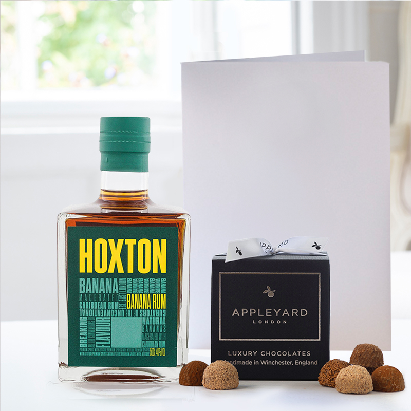 Hoxton Banana Rum (50cl), 12 Handmade Chocolate Truffles & Occasion Card image