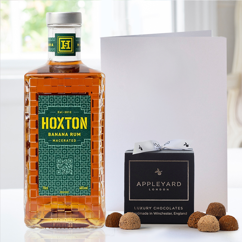 Hoxton Banana Rum (70cl), 12 Handmade Chocolate Truffles & Occasion Card image