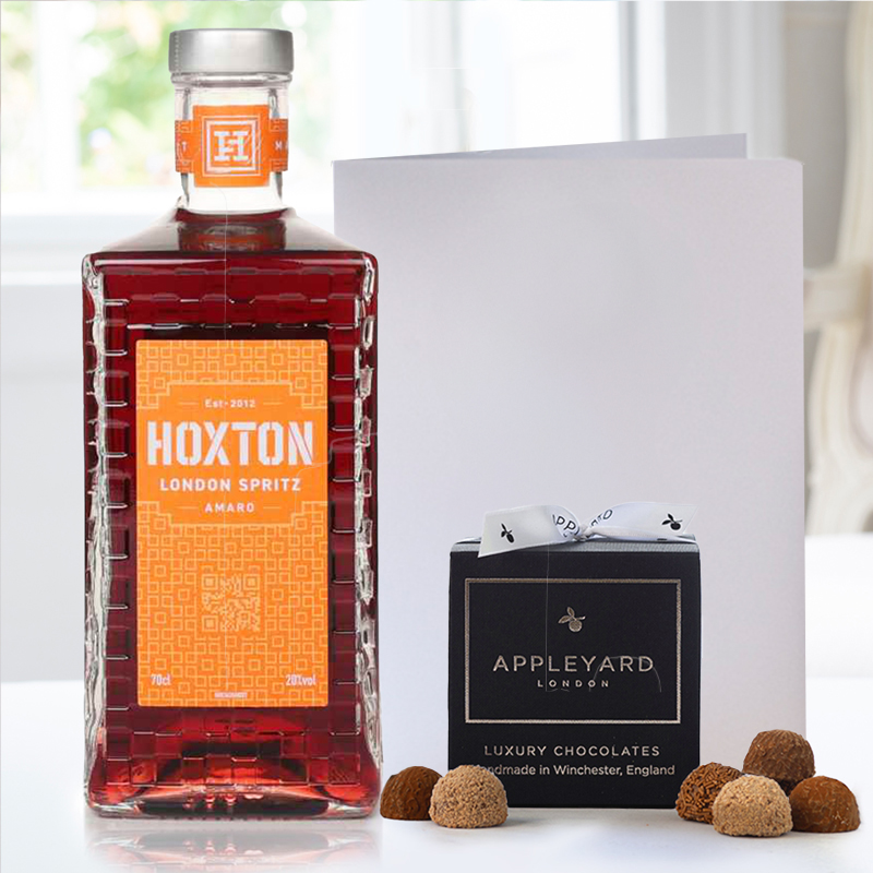 Hoxton London Spritz (70cl), 12 Handmade Chocolate Truffles & Occasion Card image