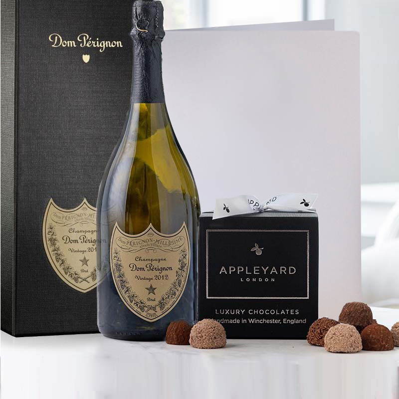 Dom Perignon 2013 Vintage Champagne (75cl), 12 Handmade Chocolate Truffles & Occasion Card image