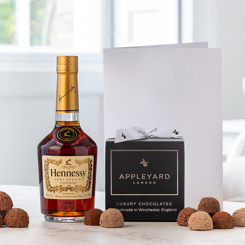 Hennessy Cognac VS Half Bottle, 12 Handmade Chocolate Truffles & Occasion Card image