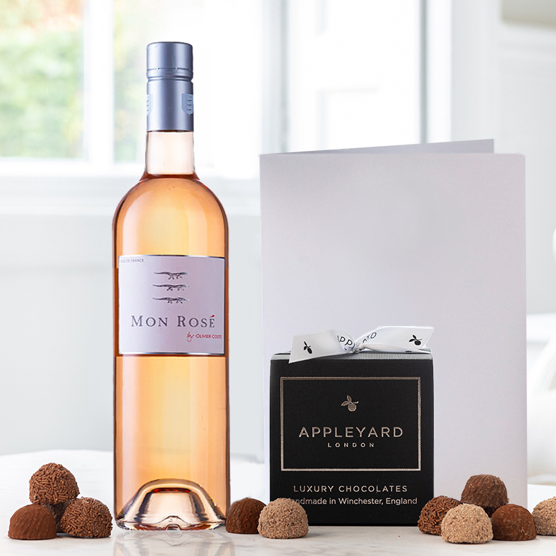 Mon Rosé (75cl), 12 Handmade Chocolate Truffles & Occasion Card