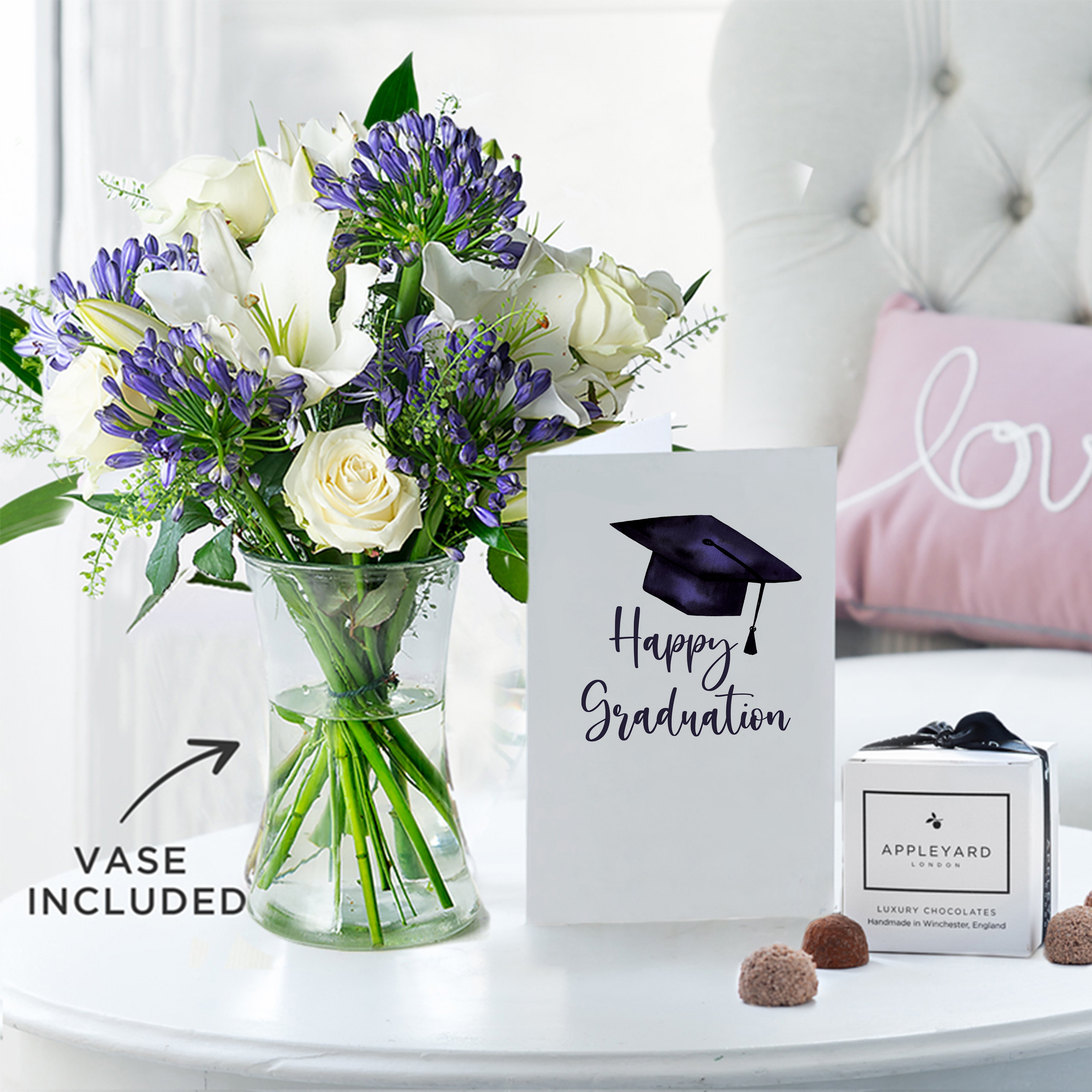 Bluebelle, Vase, 6 Mixed Truffles & Graduation Gift Card image