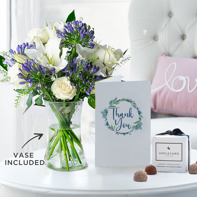 Bluebelle, Vase, 6 Mixed Truffles & Thank You Gift Card image