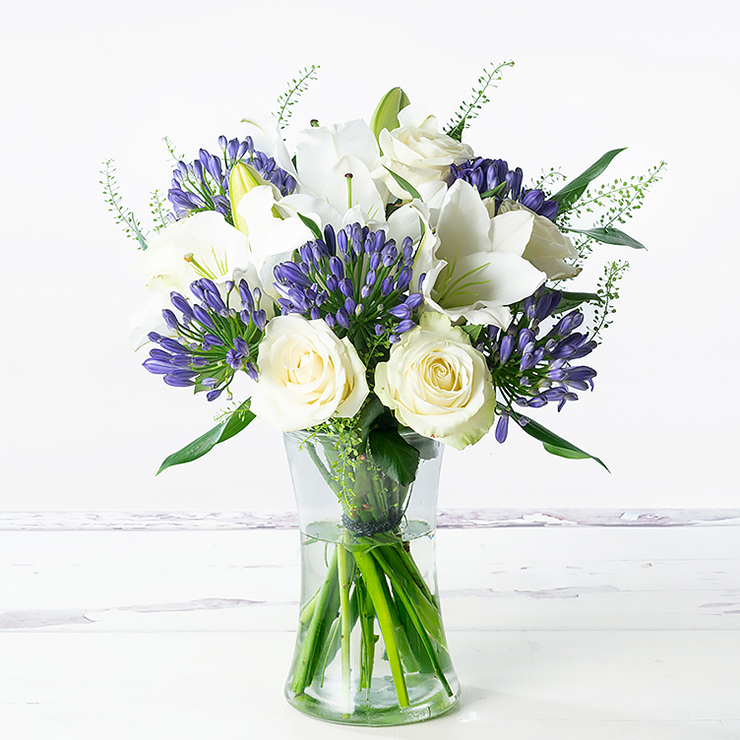 Flowers & Chocolates Gift Set - Bluebelle & 25 Chocolates - Agapanthus, Greenbell - Next Day Flower & Gift Delivery UK - Next Day Flower & Gift