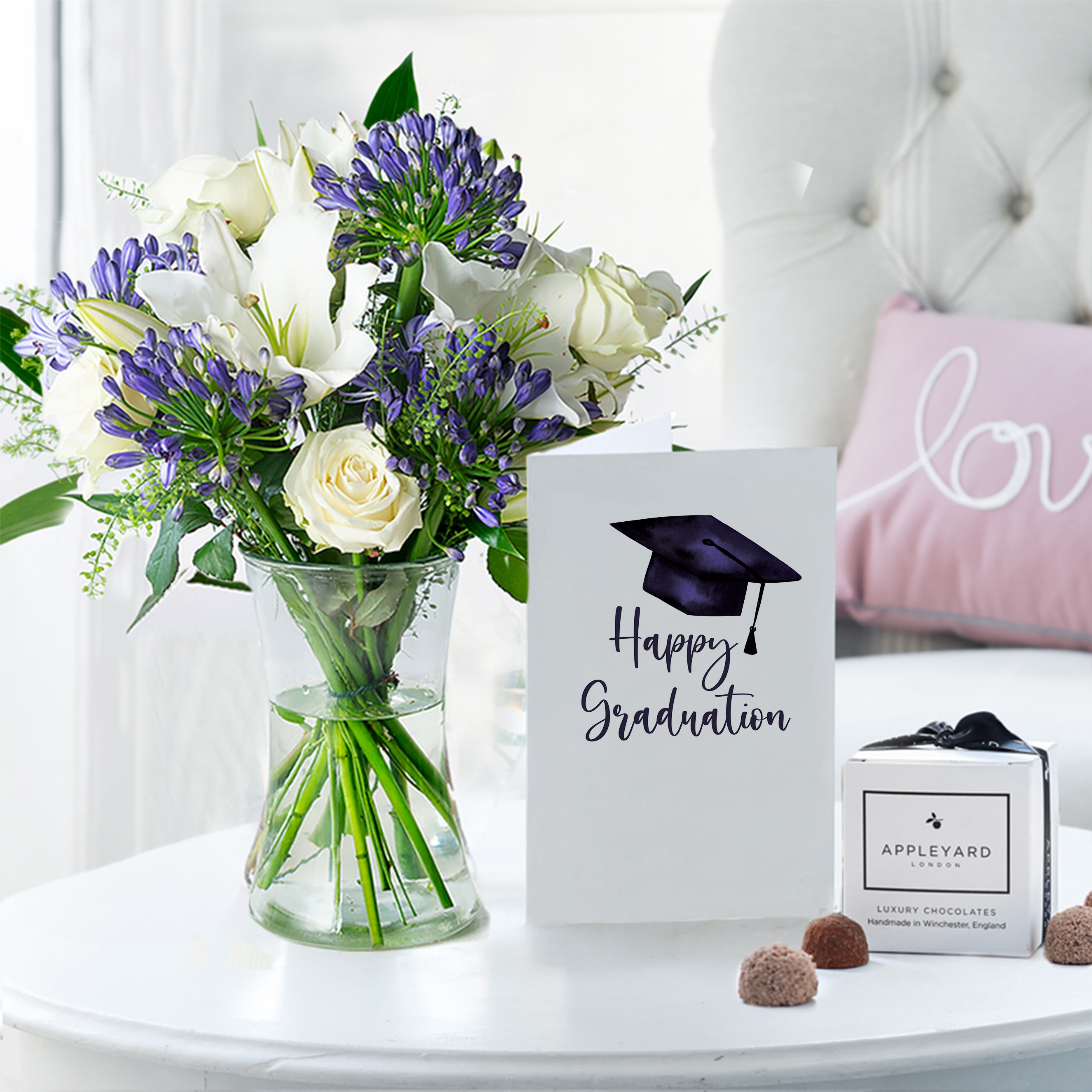 Bluebelle, Vase, 6 Mixed Truffles & Graduation Gift Card