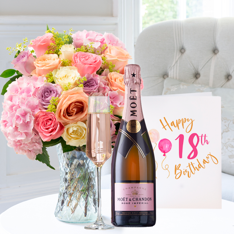 Candy Clouds, Moët Rosé (75cl) & 18th Birthday Card image