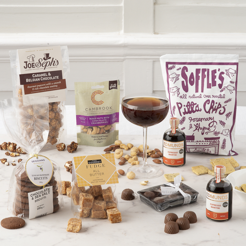 Celebration box with Cocktails and nibbles - Hamper - Next Day Hamper Gift Delivery UK - Appleyard London