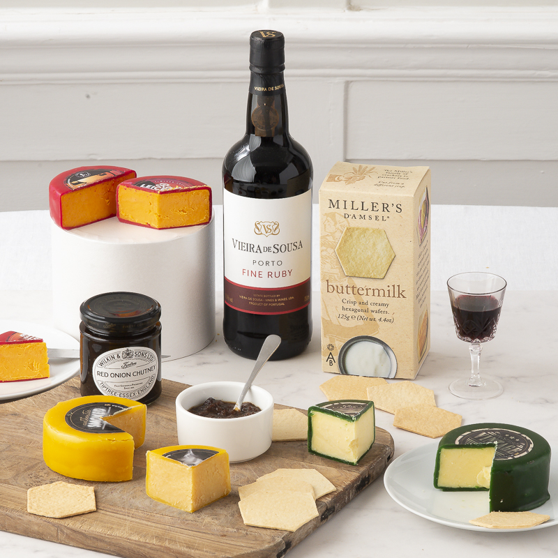 Cheese & Port Luxury Hamper - Hamper - Red - Next Day Hamper Gift Delivery UK - Appleyard London