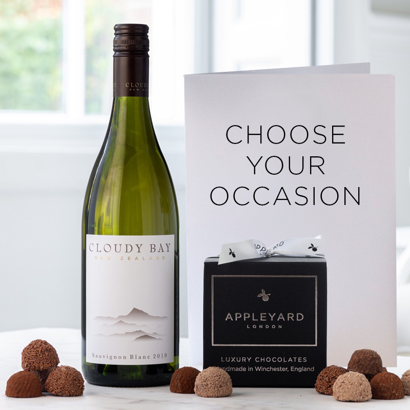 Cloudy Bay Sauvignon Blanc, 12 Handmade Chocolate Truffles & Occasion Card - Gift Idea - Next Day Gift Delivery UK - Appleyard London