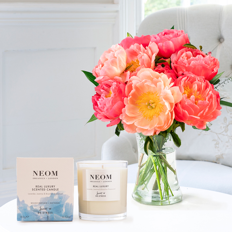 Coral Charm Peonies & NEOM Candle image