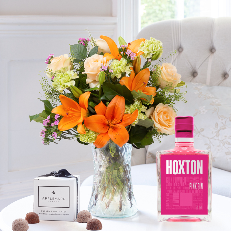 Coral Garden, Hoxton Pink Gin, 6 Mixed Truffles & Card image