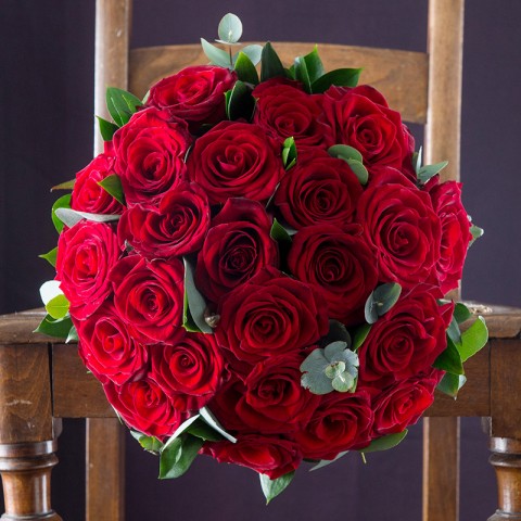 12 Opulent Red Roses & Whispering Angel