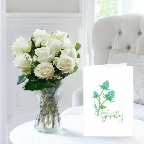 Letterbox Simply White Roses & Sympathy Card 