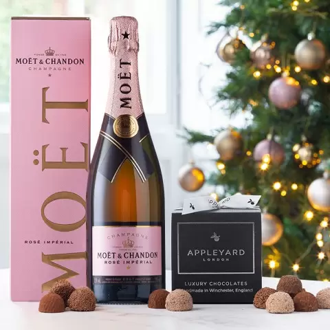 Moët & Chandon Rose  75cl Champagne and 12  handmade Chocolate Truffles