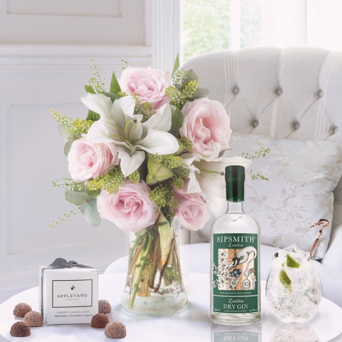 Simply Pink Rose & Lily, Sipsmith London Dry Gin & Chocolates