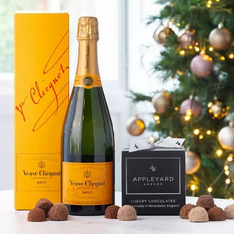 Veuve Clicquot Yellow Label Brut Champagne  and 12 handmade Chocolate Truffles