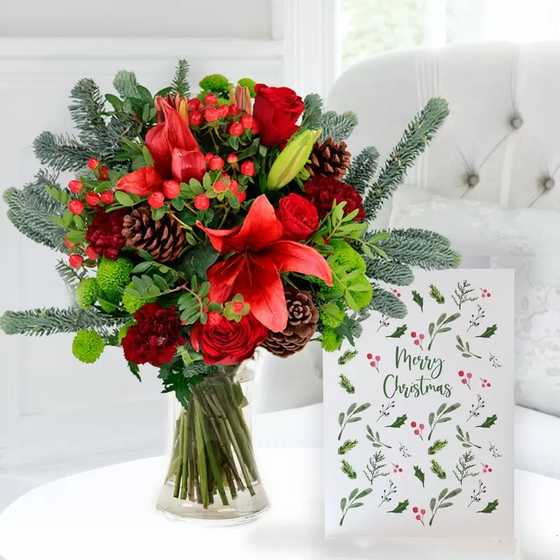 Festive Red, Vase & Christmas Card