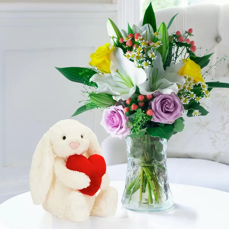 Glaze & Jellycat® Red Love Heart Bunny (18cm)