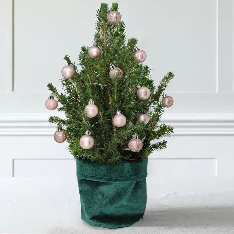 Medium Christmas Tree with 14 Rose Gold Baubles