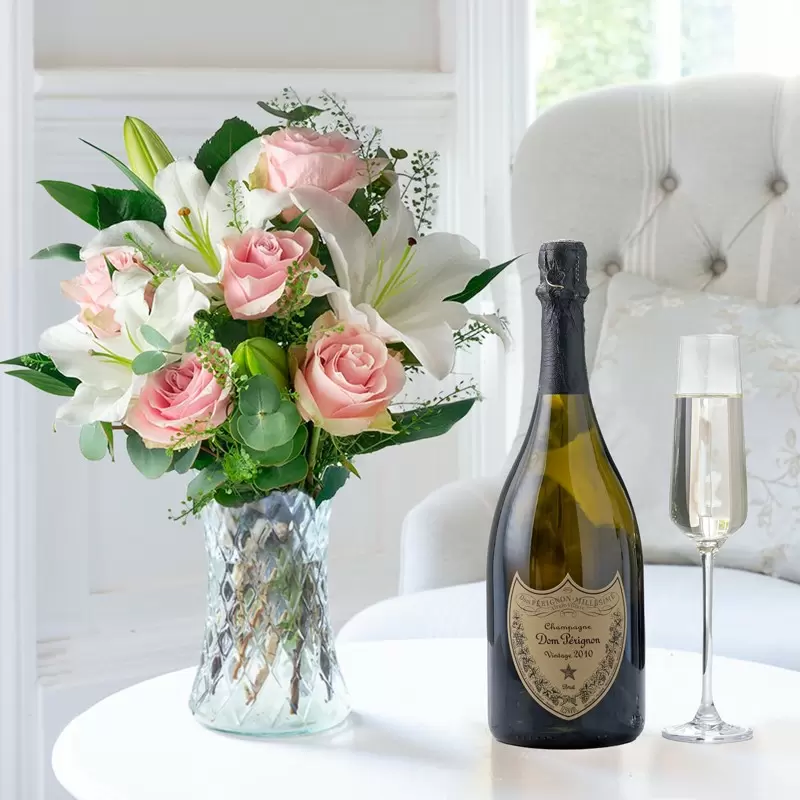 Simply Pink Rose & Lily & Dom Perignon