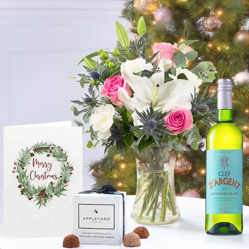Spiced Apple, Clef d'Argent Sauvignon Blanc, 6 Mixed Truffles & Christmas Card
