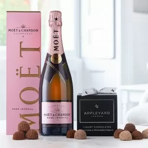 Moët & Chandon Rosé 75cl Champagne and 12 Handmade Chocolate Truffles
