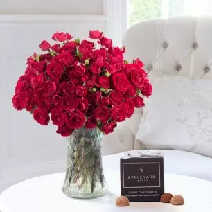 50 Red Roses & 12 Mixed Truffles