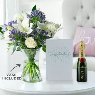 Bluebelle, Mini Moët, Vase & Congratulations Gift Card