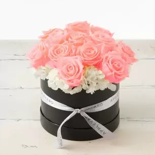 Pink Rose & Hydrangea Hatbox (Lasts Up To A Year)