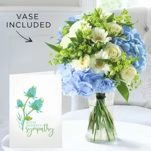 Forget Me Not, Vase & Sympathy Card
