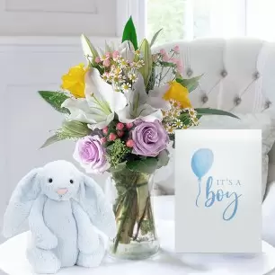 Glaze, Jellycat® Blue Bunny & New Baby Card