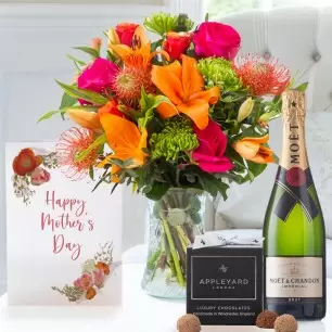 Mardi Gras, Moet & Chandon, 12 Mixed Truffles & Mother's Day Card