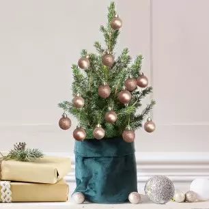 Mini Christmas Tree with 14 Rose Gold Baubles