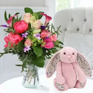 Midsummer Melody & Jellycat Pink Blossom Bunny