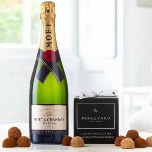 Moët & Chandon Brut 75cl Champagne and 12 Handmade Chocolate Truffles