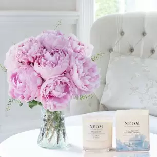 Pink Peonies & NEOM Candle