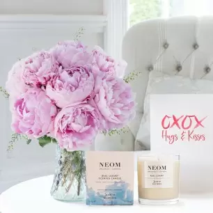 Pink Peonies, NEOM Candle & Romance Card