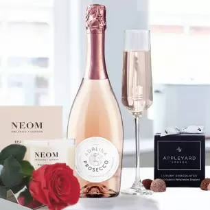 Preserved Rose, Adalina Rosé Prosecco, NEOM Candle & 12 Mixed Truffles