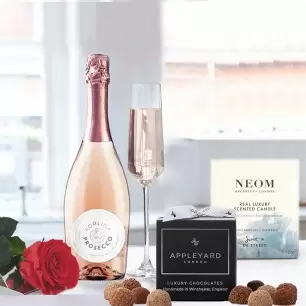 Preserved Rose, Adalina Rosé Prosecco,NEOM Candle & 12 Mixed Truffles
