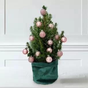 Little Christmas Tree with 14 Rose Gold Baubles