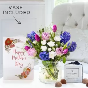 Scented Spring, Vase, 6 Truffles & Happy Mother's Day Card