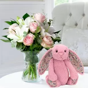Simply Pink Rose & Lily & Jellycat® Blossom Bunny
