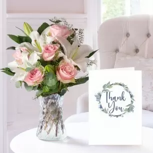 Simply Pink Rose & Lily & Thank You Card