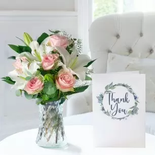 Simply Pink Rose & Lily & Thank You Card